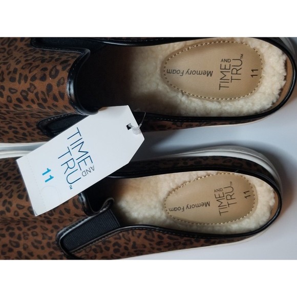 Time and True Twin Gore Mule Shoe Leopard Print Size 11 - Picture 2 of 12
